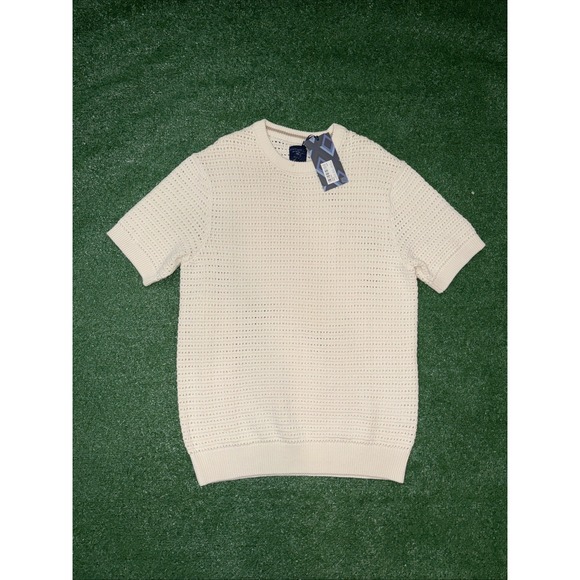 Steel & Jelly Other - Steel‎ & Jelly Cream Short Sleeve Sweater Mens Casual Knit Top